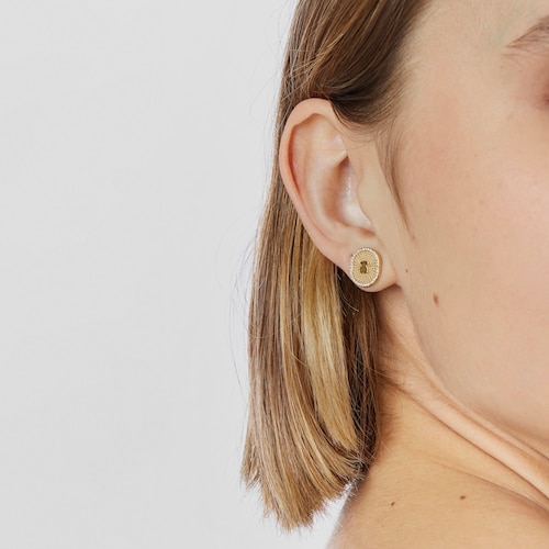 Gold Oursin Earrings with 0,19ct diamonds